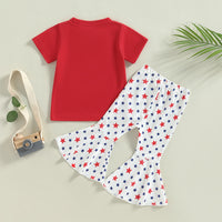 Load image into Gallery viewer, 2 Pieces Set Baby Kid Girls Independence Day Letters Print T-Shirts And Star Pants Wholesale 23053132
