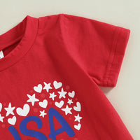 Load image into Gallery viewer, 2 Pieces Set Baby Kid Girls Independence Day Letters Print T-Shirts And Star Pants Wholesale 23053132
