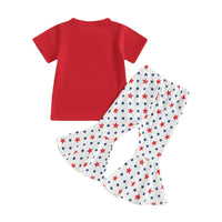 Load image into Gallery viewer, 2 Pieces Set Baby Kid Girls Independence Day Letters Print T-Shirts And Star Pants Wholesale 23053132
