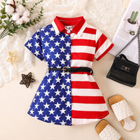 Load image into Gallery viewer, Baby Kid Girls Striped Star Independence Day Dresses Wholesale 23053137
