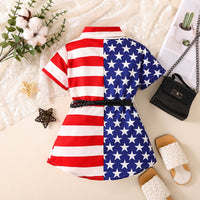 Load image into Gallery viewer, Baby Kid Girls Striped Star Independence Day Dresses Wholesale 23053137
