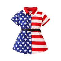 Load image into Gallery viewer, Baby Kid Girls Striped Star Independence Day Dresses Wholesale 23053137
