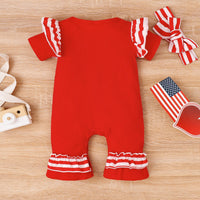 Load image into Gallery viewer, Baby Kid Girls Letters Star Print Independence Day Jumpsuits Wholesale 23053143
