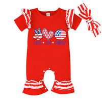 Load image into Gallery viewer, Baby Kid Girls Letters Star Print Independence Day Jumpsuits Wholesale 23053143
