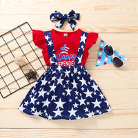 Load image into Gallery viewer, 2 Pieces Set Baby Kid Girls Independence Day Letters Print Tank Tops And Star Skirts Wholesale 23053147
