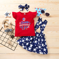 Load image into Gallery viewer, 2 Pieces Set Baby Kid Girls Independence Day Letters Print Tank Tops And Star Skirts Wholesale 23053147
