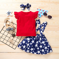 Load image into Gallery viewer, 2 Pieces Set Baby Kid Girls Independence Day Letters Print Tank Tops And Star Skirts Wholesale 23053147

