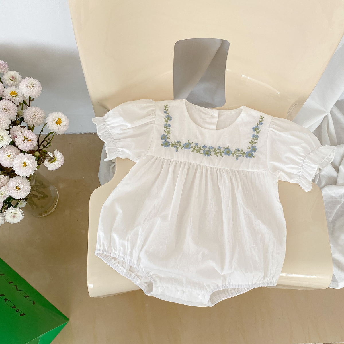 Baby Kid Girls Solid Color Embroidered Rompers Wholesale 23071211