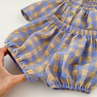 Load image into Gallery viewer, 2 Pieces Set Baby Kid Girls Color-blocking Checked Tank Tops And Shorts Wholesale 230712114
