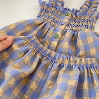 Load image into Gallery viewer, 2 Pieces Set Baby Kid Girls Color-blocking Checked Tank Tops And Shorts Wholesale 230712114
