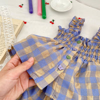 Load image into Gallery viewer, 2 Pieces Set Baby Kid Girls Color-blocking Checked Tank Tops And Shorts Wholesale 230712114
