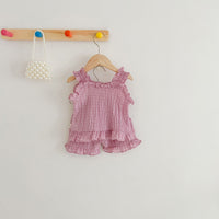 Load image into Gallery viewer, 2 Pieces Set Baby Kid Girls Solid Color Tank Tops And Shorts Wholesale 230712126
