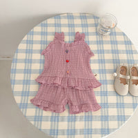Load image into Gallery viewer, 2 Pieces Set Baby Kid Girls Solid Color Tank Tops And Shorts Wholesale 230712126
