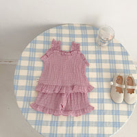 Load image into Gallery viewer, 2 Pieces Set Baby Kid Girls Solid Color Tank Tops And Shorts Wholesale 230712126
