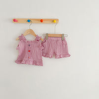 Load image into Gallery viewer, 2 Pieces Set Baby Kid Girls Solid Color Tank Tops And Shorts Wholesale 230712126
