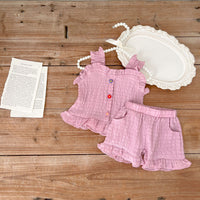 Load image into Gallery viewer, 2 Pieces Set Baby Kid Girls Solid Color Tank Tops And Shorts Wholesale 230712126
