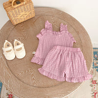 Load image into Gallery viewer, 2 Pieces Set Baby Kid Girls Solid Color Tank Tops And Shorts Wholesale 230712126
