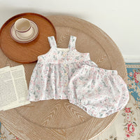Load image into Gallery viewer, 2 Pieces Set Baby Kid Girls Print Tank Tops And Flower Shorts Wholesale 230712142
