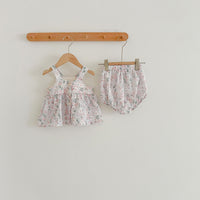 Load image into Gallery viewer, 2 Pieces Set Baby Kid Girls Print Tank Tops And Flower Shorts Wholesale 230712142
