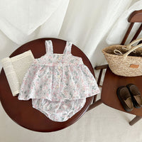 Load image into Gallery viewer, 2 Pieces Set Baby Kid Girls Print Tank Tops And Flower Shorts Wholesale 230712142
