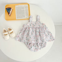 Load image into Gallery viewer, 2 Pieces Set Baby Kid Girls Print Tank Tops And Flower Shorts Wholesale 230712142

