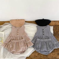 Load image into Gallery viewer, 2 Pieces Set Baby Kid Girls Checked Tank Tops And Shorts Wholesale 230712152
