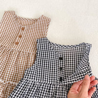 Load image into Gallery viewer, 2 Pieces Set Baby Kid Girls Checked Tank Tops And Shorts Wholesale 230712152
