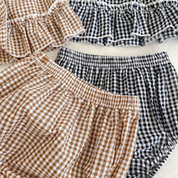 Load image into Gallery viewer, 2 Pieces Set Baby Kid Girls Checked Tank Tops And Shorts Wholesale 230712152
