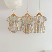 Load image into Gallery viewer, Baby Kid Girls Flower Cartoon Print Rompers Dresses Wholesale 230712156
