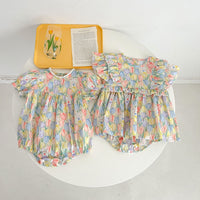 Load image into Gallery viewer, Baby Kid Girls Flower Cartoon Print Rompers Dresses Wholesale 230712156
