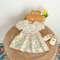 Load image into Gallery viewer, Baby Kid Girls Flower Cartoon Print Rompers Dresses Wholesale 230712156
