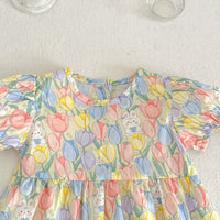 Load image into Gallery viewer, Baby Kid Girls Flower Cartoon Print Rompers Dresses Wholesale 230712156
