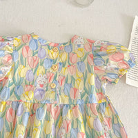 Load image into Gallery viewer, Baby Kid Girls Flower Cartoon Print Rompers Dresses Wholesale 230712156

