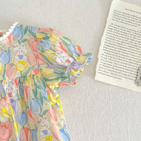 Load image into Gallery viewer, Baby Kid Girls Flower Cartoon Print Rompers Dresses Wholesale 230712156
