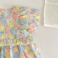 Load image into Gallery viewer, Baby Kid Girls Flower Cartoon Print Rompers Dresses Wholesale 230712156
