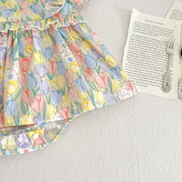 Load image into Gallery viewer, Baby Kid Girls Flower Cartoon Print Rompers Dresses Wholesale 230712156
