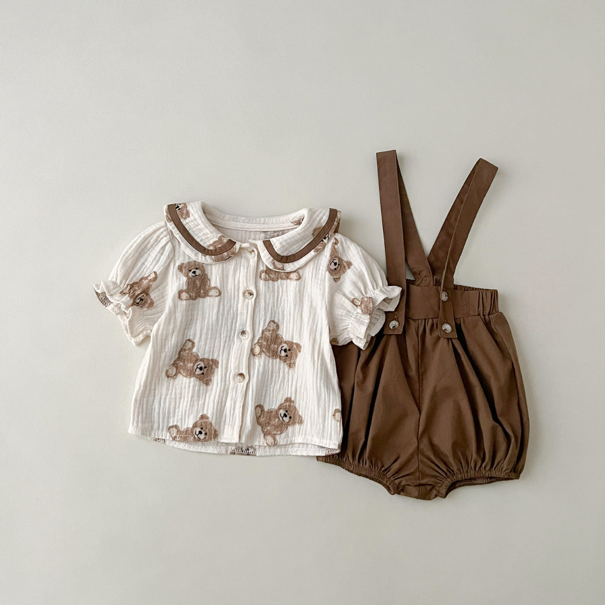 2 Pieces Set Baby Kid Girls Cartoon Print Tops And Solid Color Rompers Wholesale 230712158