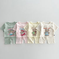 Load image into Gallery viewer, 2 Pieces Set Baby Kid Girls Letters Cartoon T-Shirts And Solid Color Shorts Wholesale 230712159
