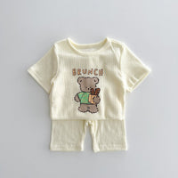 Load image into Gallery viewer, 2 Pieces Set Baby Kid Girls Letters Cartoon T-Shirts And Solid Color Shorts Wholesale 230712159

