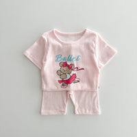 Load image into Gallery viewer, 2 Pieces Set Baby Kid Girls Letters Cartoon T-Shirts And Solid Color Shorts Wholesale 230712159
