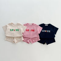 Load image into Gallery viewer, 2 Pieces Set Baby Kid Girls Boys Letters Cartoon T-Shirts And Solid Color Shorts Wholesale 230712165
