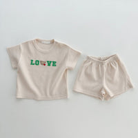 Load image into Gallery viewer, 2 Pieces Set Baby Kid Girls Boys Letters Cartoon T-Shirts And Solid Color Shorts Wholesale 230712165
