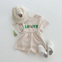 Load image into Gallery viewer, 2 Pieces Set Baby Kid Girls Boys Letters Cartoon T-Shirts And Solid Color Shorts Wholesale 230712165
