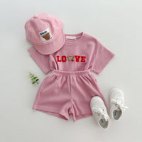Load image into Gallery viewer, 2 Pieces Set Baby Kid Girls Boys Letters Cartoon T-Shirts And Solid Color Shorts Wholesale 230712165
