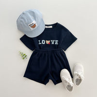 Load image into Gallery viewer, 2 Pieces Set Baby Kid Girls Boys Letters Cartoon T-Shirts And Solid Color Shorts Wholesale 230712165
