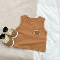 Load image into Gallery viewer, Baby Kid Girls Boys Solid Color Cartoon Tank Tops Wholesale 230712170

