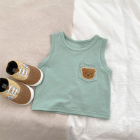 Load image into Gallery viewer, Baby Kid Girls Boys Solid Color Cartoon Tank Tops Wholesale 230712170
