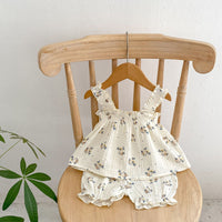 Load image into Gallery viewer, 2 Pieces Set Baby Girls Flower Print Tank Tops And Shorts Wholesale 230712171
