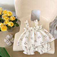 Load image into Gallery viewer, 2 Pieces Set Baby Girls Flower Print Tank Tops And Shorts Wholesale 230712171
