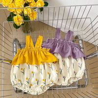 Load image into Gallery viewer, Baby Girls Flower Print Rompers Wholesale 230712176
